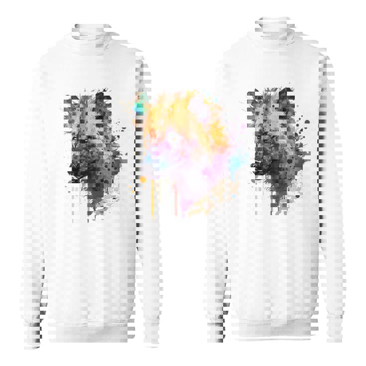 カラフルなハイエナプレデター 水彩画携帯電話ケース スウェットシャツ