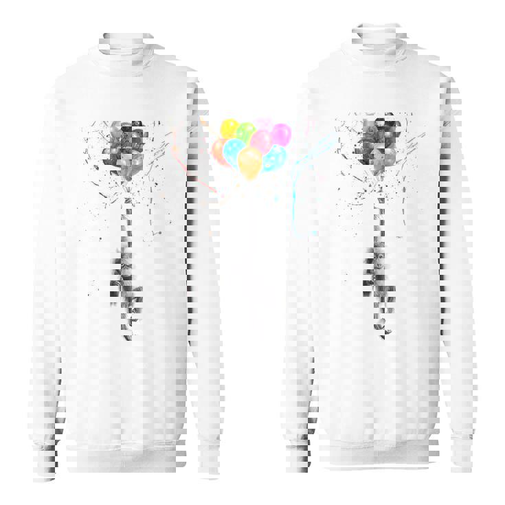 カラフルな顔 赤ちゃん オランウータン ハンギングバルーン グラフィック 猿 スウェットシャツ