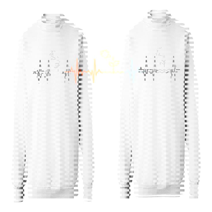 ガーデニング心電図レトロ園芸家脈線心拍 長袖tシャツ スウェットシャツ