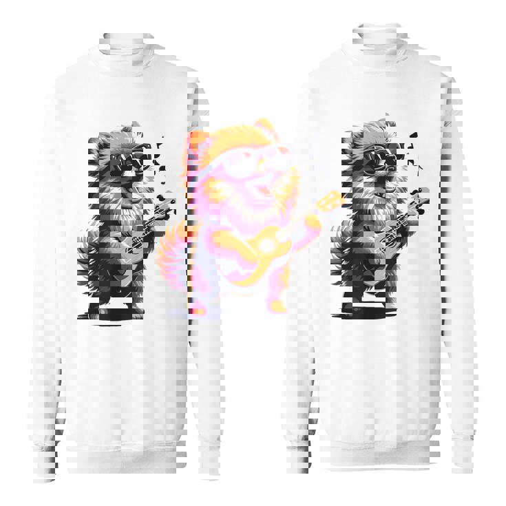 ギターを弾く犬 ポメラニアン 面白い スウェットシャツ