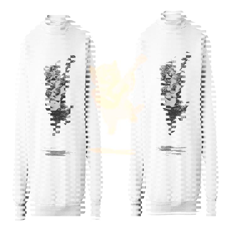 ギターを弾く面白い猫 面白いギター猫 スウェットシャツ