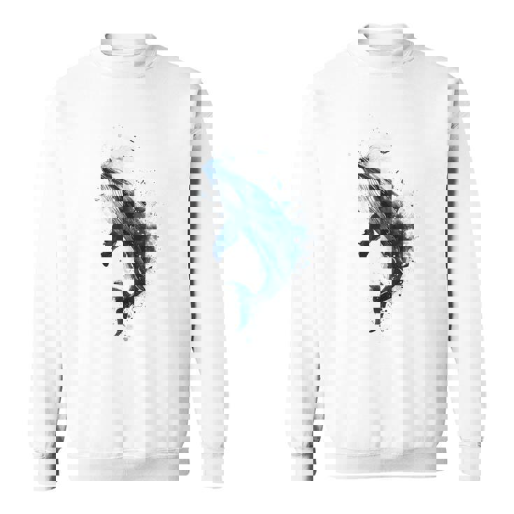 クジラ 水彩 海洋 動物 海の生物 青くじら デザイン スウェットシャツ