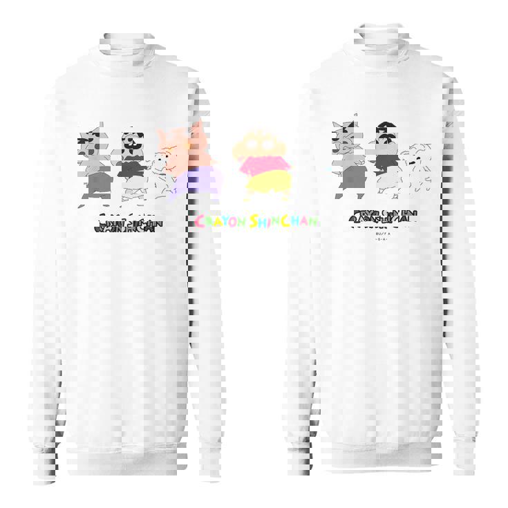 クレヨンしんちゃん 振り向き「ぶりぶり＆しんちゃん＆シロ」 スウェットシャツ