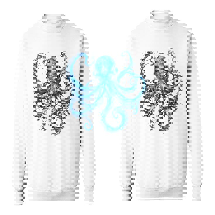 クール ブルー タコ 海 海 好き 触手 タコ好き スウェットシャツ