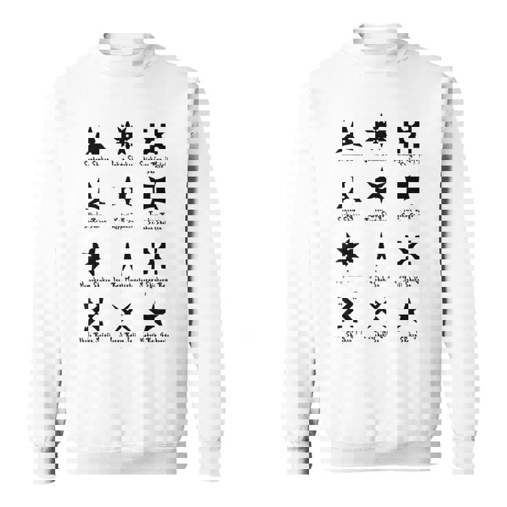 クールなタイプの忍者スターと手裏剣格闘技tシャツ スウェットシャツ