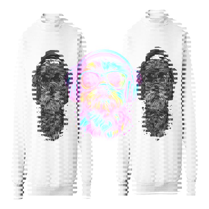 グリフォン ブリュッセロ 犬 音楽 ヘッドホン グリフォン ブリュッセル スウェットシャツ