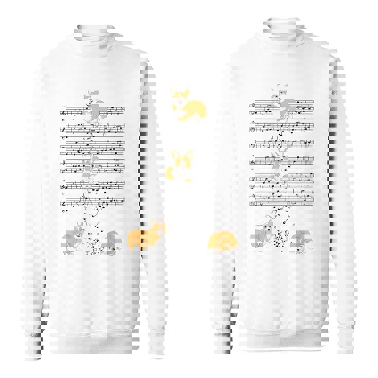 コーギー 犬 音符 音符 ミュージシャン かわいい コーギー 犬 スウェットシャツ