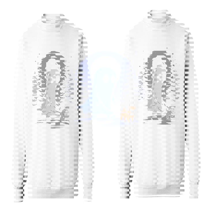 ゴースト 犬 散歩 面白い ハロウィン コスチューム パーティー パグ愛好家 長袖tシャツ スウェットシャツ