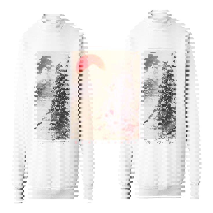 サムライ 猫戦士 浮世 墨絵 猫 サムライ 長袖tシャツ スウェットシャツ