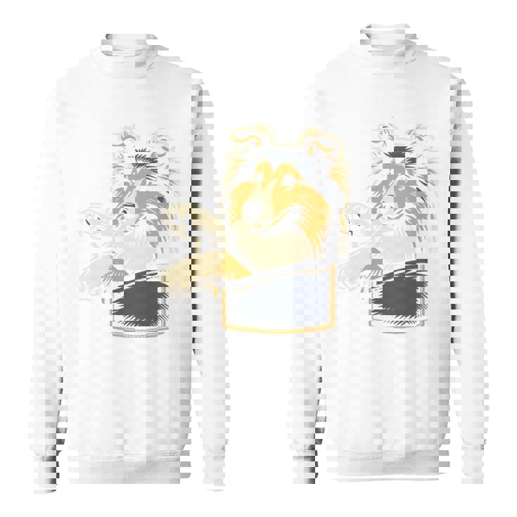 シェルティのグラフィック デザインを覗くかわいいシェットランド ・ シープドッグ 長袖tシャツ スウェットシャツ