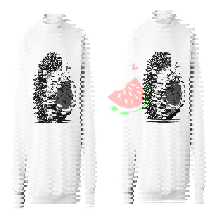 スイカの誕生日を食べるキュートで愛らしいハリネズミ スウェットシャツ