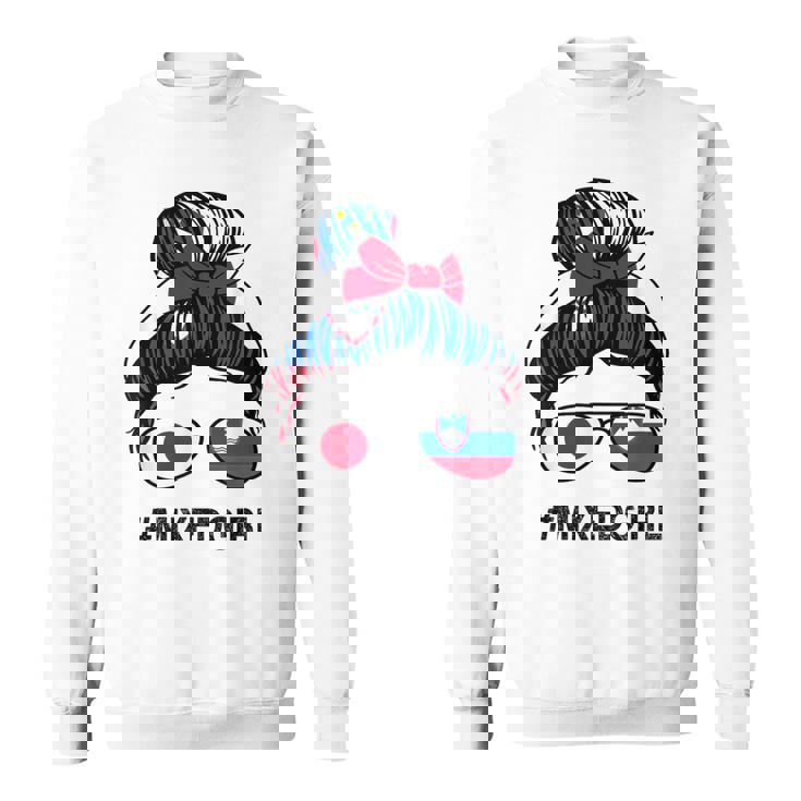 スロベニア 日本国旗 スロベニア 日本の散らかったお団子 スウェットシャツ