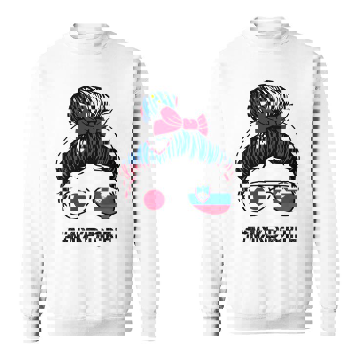 スロベニア 日本国旗 スロベニア 日本の散らかったお団子 長袖tシャツ スウェットシャツ