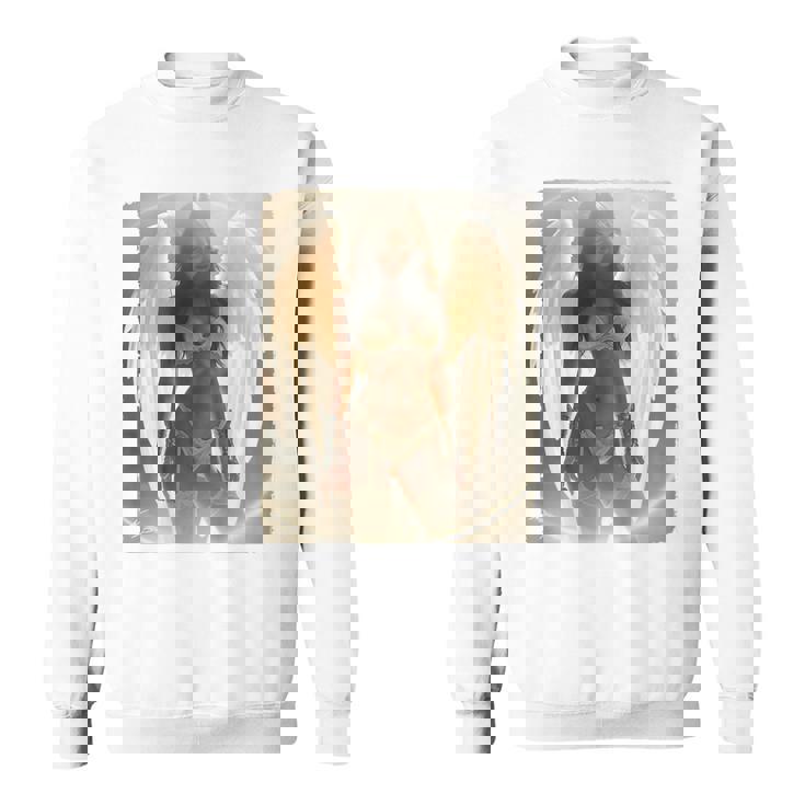 セクシーガールグラフィックtシャツ セクシーなブルネットエンジェルピンナップバックプリント スウェットシャツ