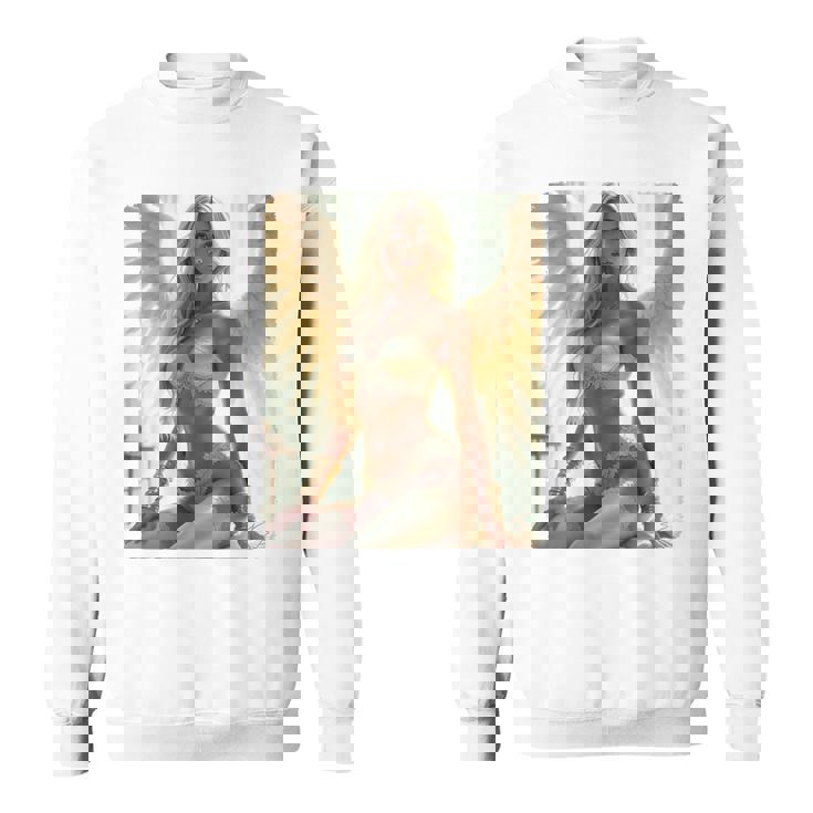 セクシーガールグラフィックtシャツ セクシーシッティングエンジェルピンナップバックプリント スウェットシャツ