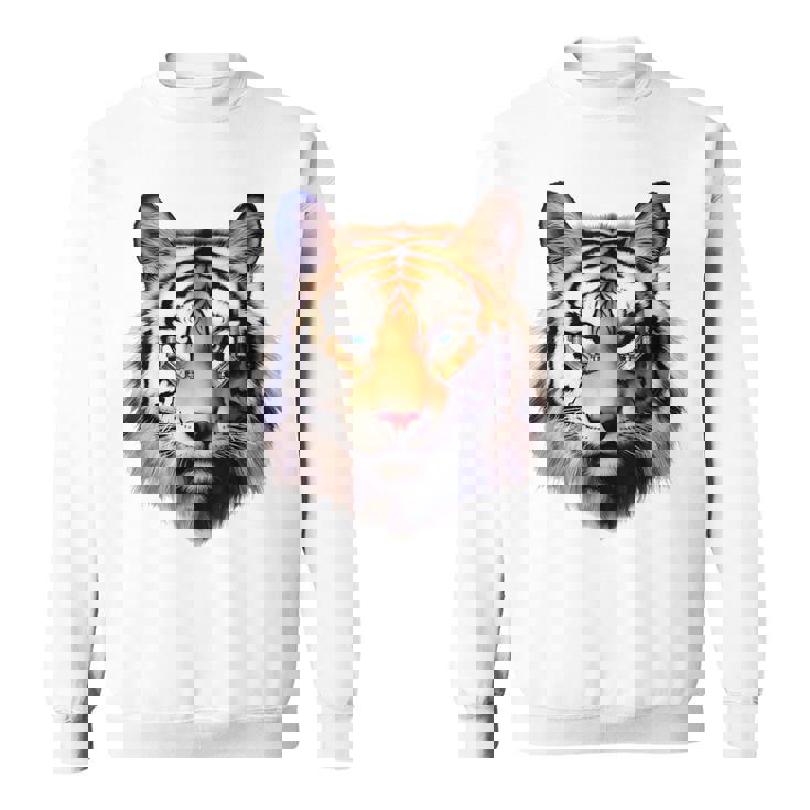 タイガー アニマル プリント グラフィック デッサン アートワーク フェイス トラ スウェットシャツ