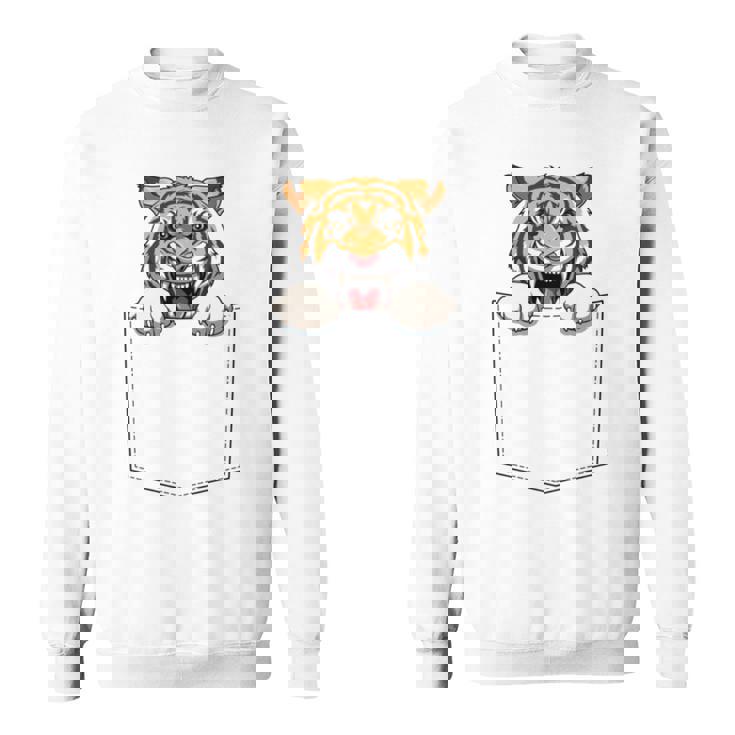 タイガー ポケットに入ったトラ 覗き見虎 長袖tシャツ スウェットシャツ