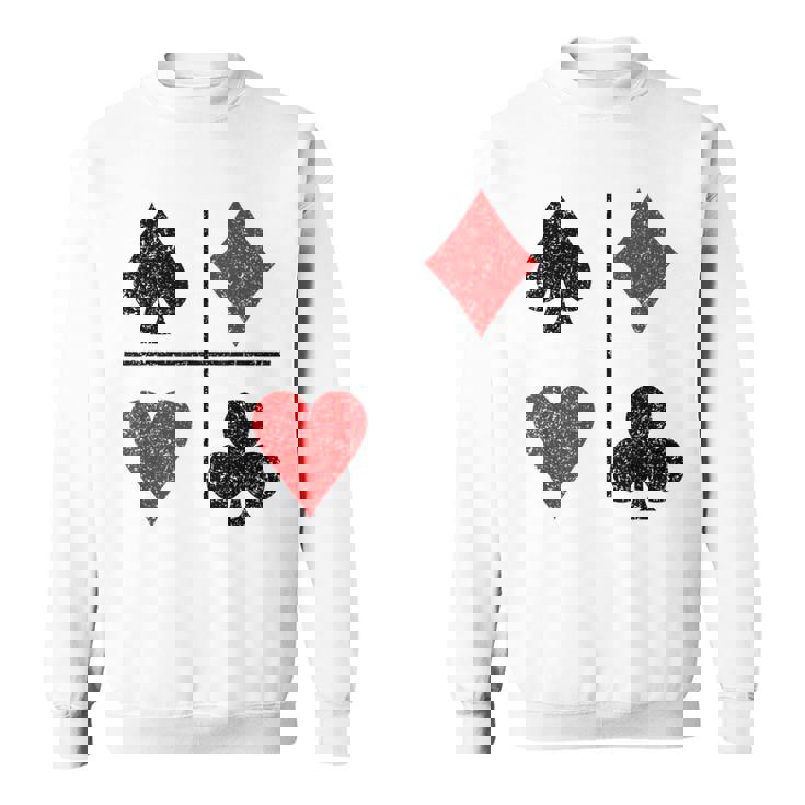 ダイヤモンド スペード ハーツ クラブ トランプスーツ ポーカー スウェットシャツ