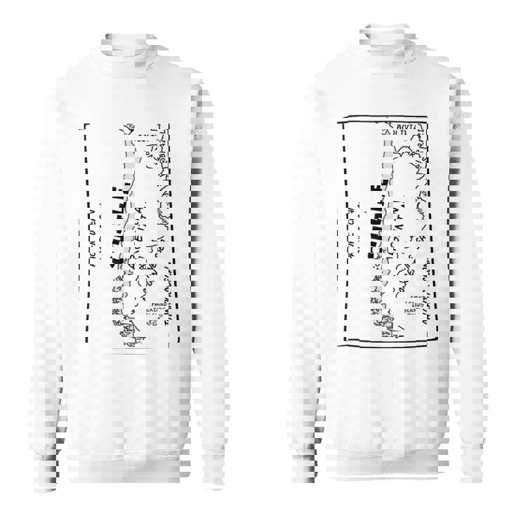 チリと近隣諸国の手描き黒線地図 スウェットシャツ