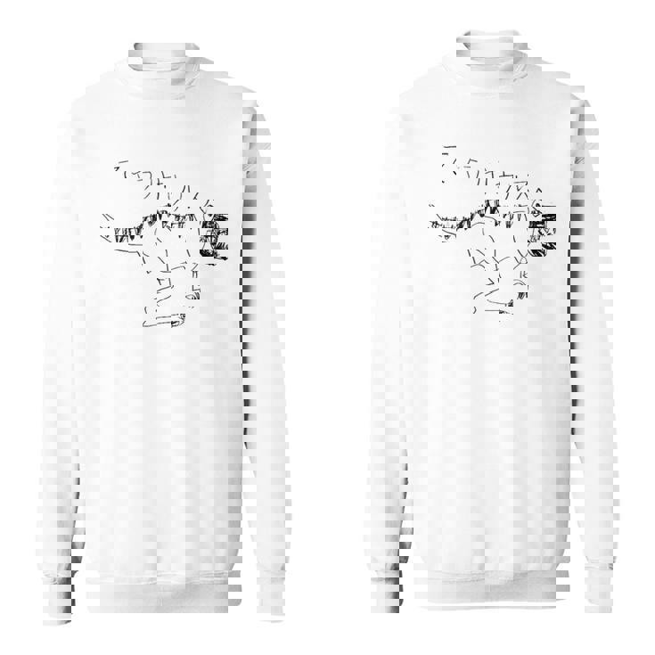ティラノサウルス 黒線画 スウェットシャツ