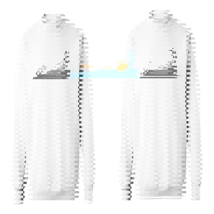 ティーカップのシルエットと黄昏のシーン 長袖tシャツ スウェットシャツ