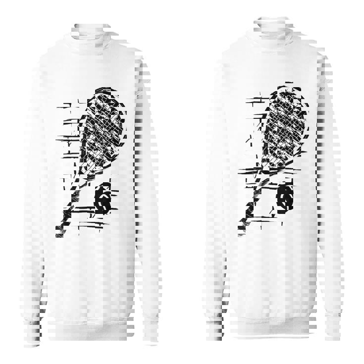 テニスラケット ボール シルエット 面白い スポーツ選手 コーチファン スウェットシャツ