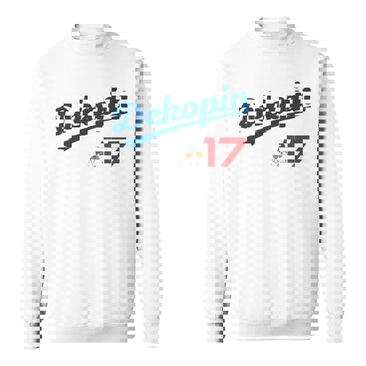 デコピン 大谷 Dekopin 愛犬 Decoy 二刀流 Decopin 野球 ユニホーム風 犬 かわいい 長袖tシャツ スウェットシャツ