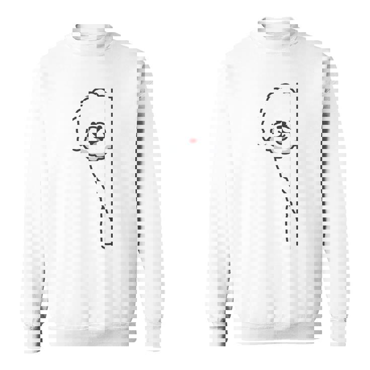 トイプードル 白 隠す 可愛い おもしろ シンプル イラスト 長袖tシャツ スウェットシャツ