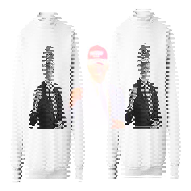 トランプの帽子をかぶったバイデンの陽気なグラフィック 長袖tシャツ スウェットシャツ