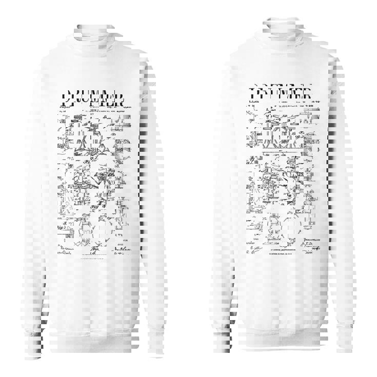 ドラムセットキット ヴィンテージ パテントドラマー ドローイングプリント スウェットシャツ