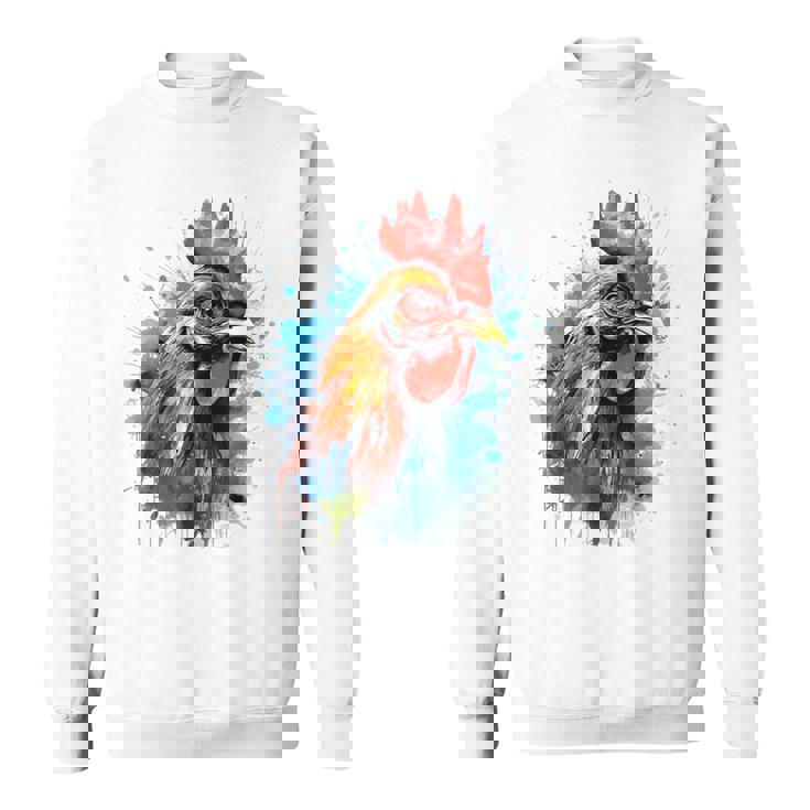 ニワトリ 動物 絵画 グラフィック 抽象 カラフル チキン スウェットシャツ