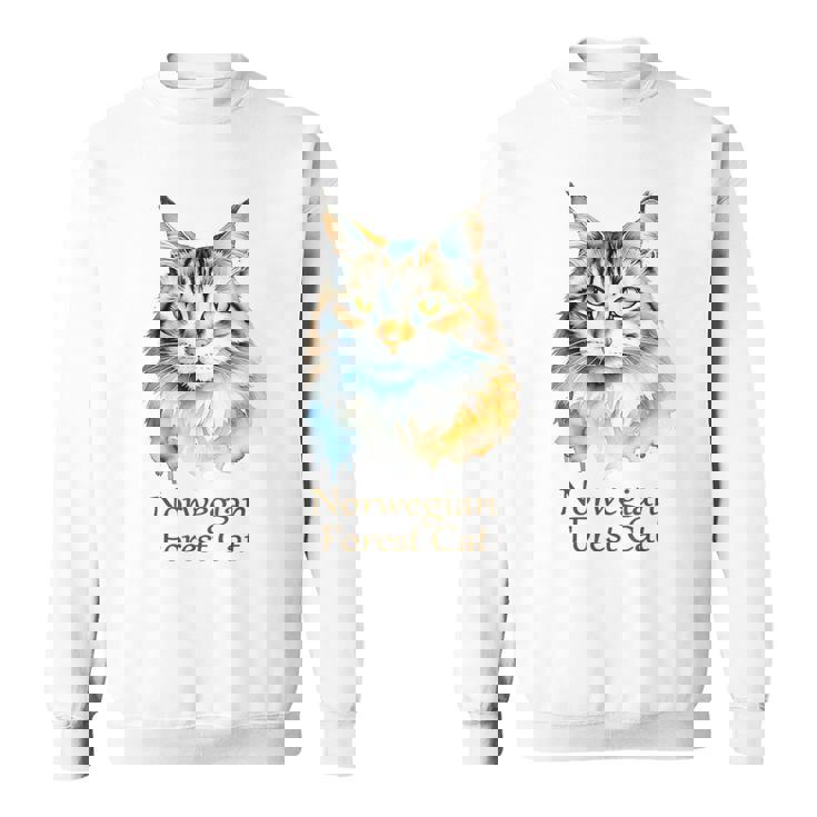 ノルウェージャンフォレストキャット 水彩画ポートレート2 スウェットシャツ