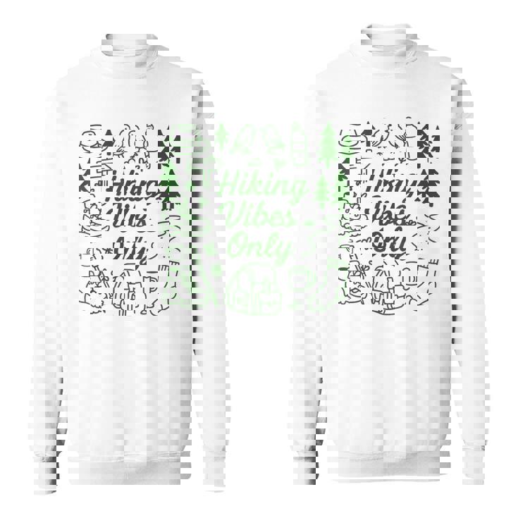 ハイキング バイブスオンリー 自然 落書き アート ミニマリスト 森林愛好家 スウェットシャツ