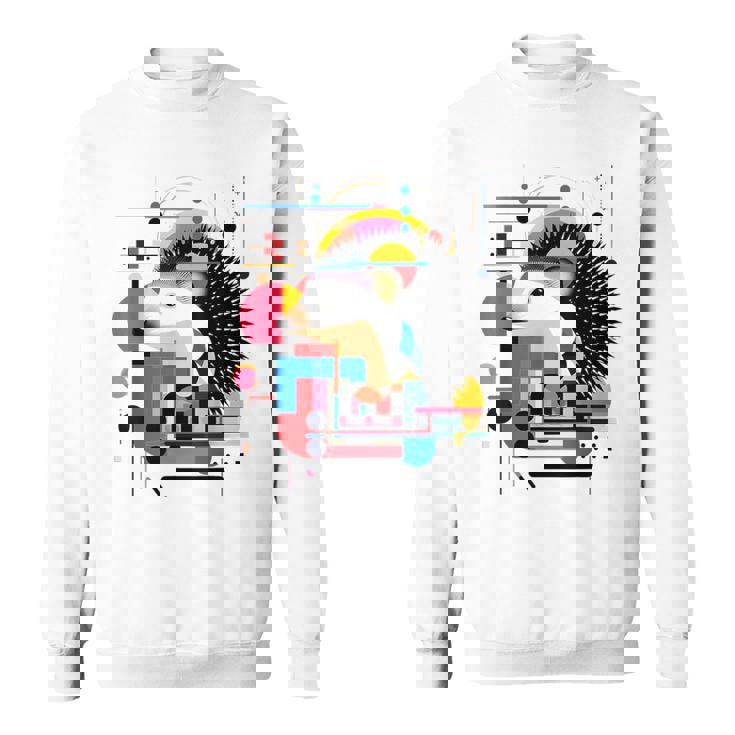 ハリネズミ アート 幾何学 動物 抽象 グラフィック ハリネズミ スウェットシャツ