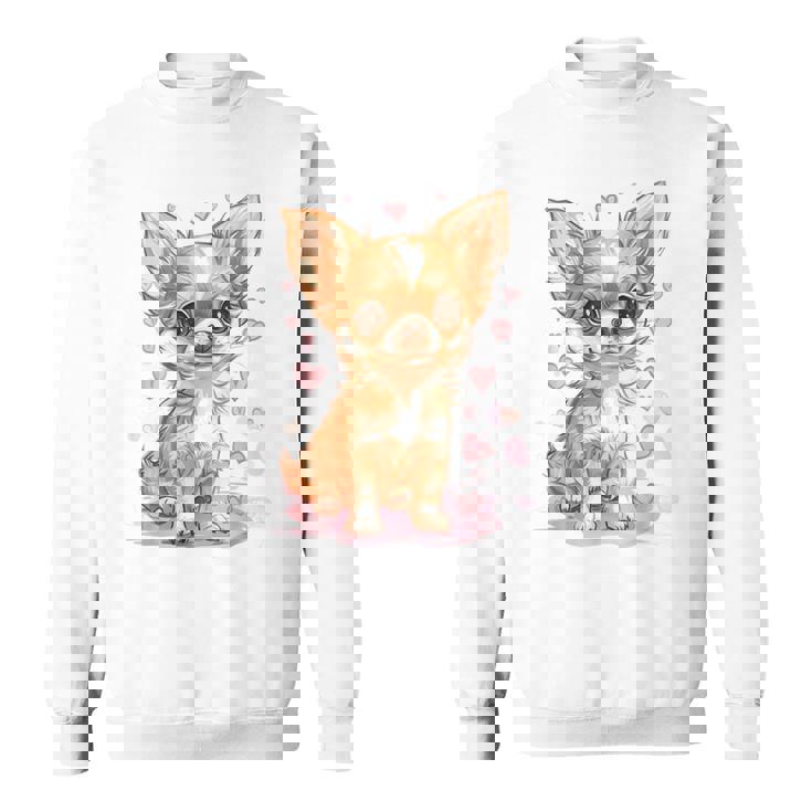 ハートに囲まれた愛らしいチワワ スウェットシャツ