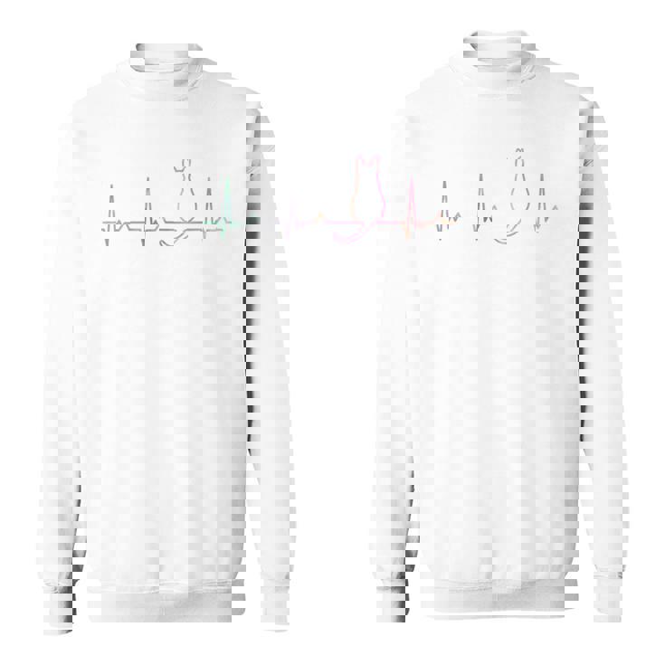 ハートビート 猫好き ねこ好き ネコ好き ハートビート猫 後ろ姿 猫の飼い主 おもしろ 可愛い ネコ 猫 ねこ 長袖tシャツ スウェットシャツ