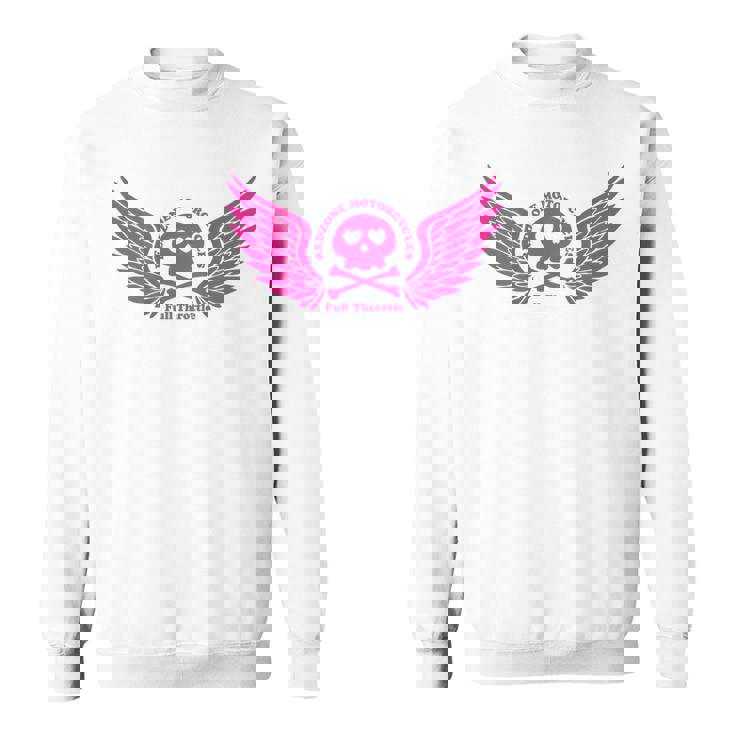 バイク おもしろ ドクロ 可愛い ハート オートバイ 羽ばたく翼 バックプリント 天使 スウェットシャツ