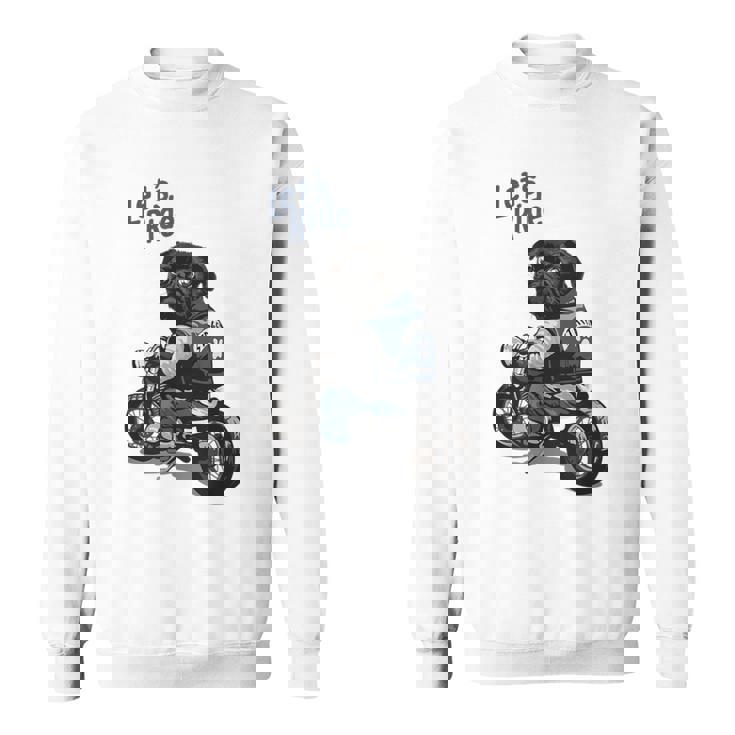 バイクに乗る面白いパグ犬レッツライド スウェットシャツ