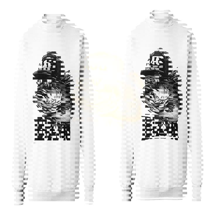 バス釣り クールなグラフィックデザイン 男性 漁師 スウェットシャツ