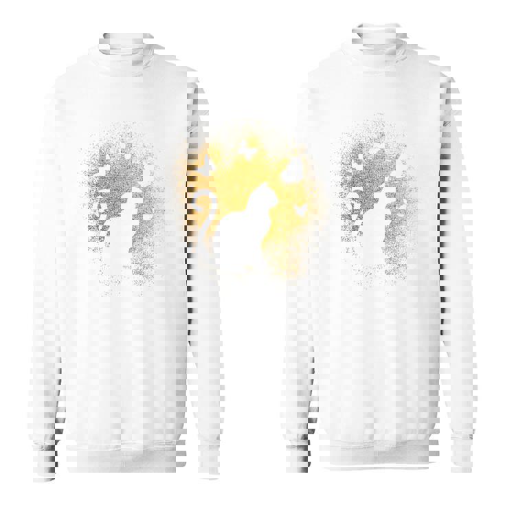 バックプリントの猫のシルエット スウェットシャツ