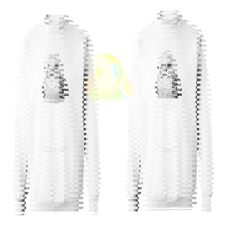 バッグの中のかわいいセキセイインコ、面白いセキセイインコ 長袖tシャツ スウェットシャツ