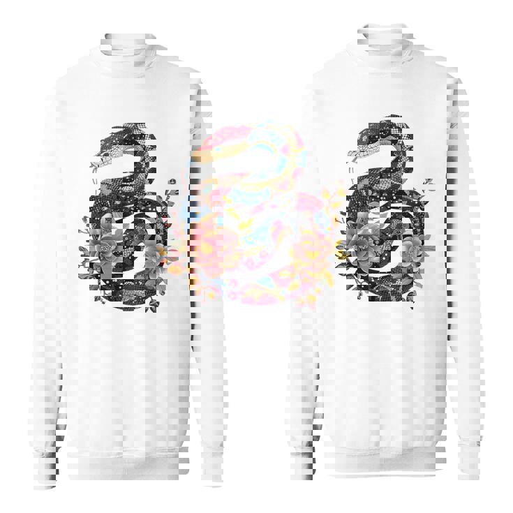 パイソン 蛇 フローラルボール パイソン タトゥーフラワー 蛇好き スウェットシャツ