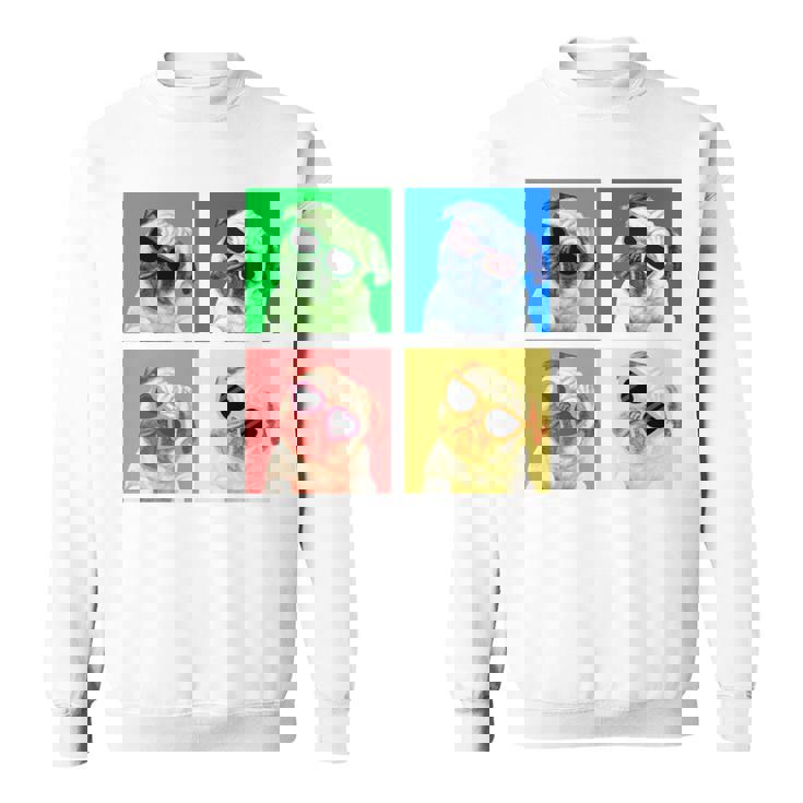 パグ 面白いtシャツ 犬 かわいい メンズ 子供 おもしろ 服 雑貨 グッズ ネタ わんこ イヌ 黒パグ 長袖tシャツ スウェットシャツ