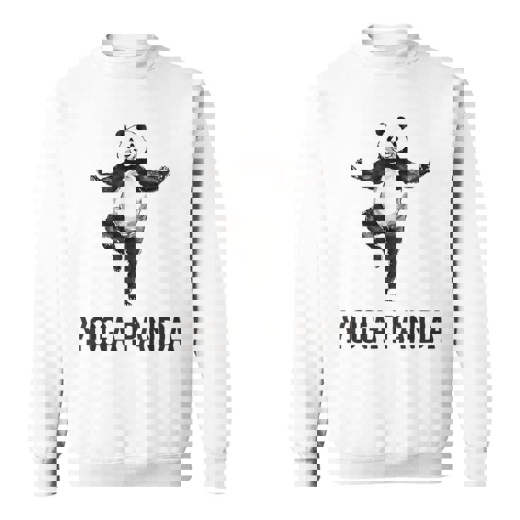 パンダ ヨガポーズ 水墨画 おもしろ 運動 和風 動物 スウェットシャツ