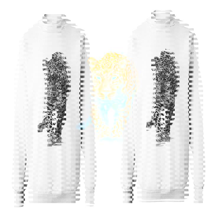 ヒョウ アニマルプリント モチーフ 描画 ポートレート ヒョウ スウェットシャツ