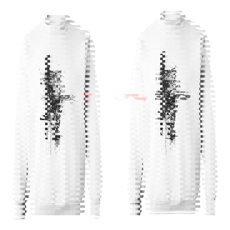 ヒョウ 動物 抽象 グラフィック 描画 絵画 ヒョウ スウェットシャツ