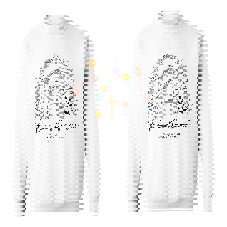 ヒ・イズ・ライゼン・フラワーズ・レインボー・ジーザス スウェットシャツ