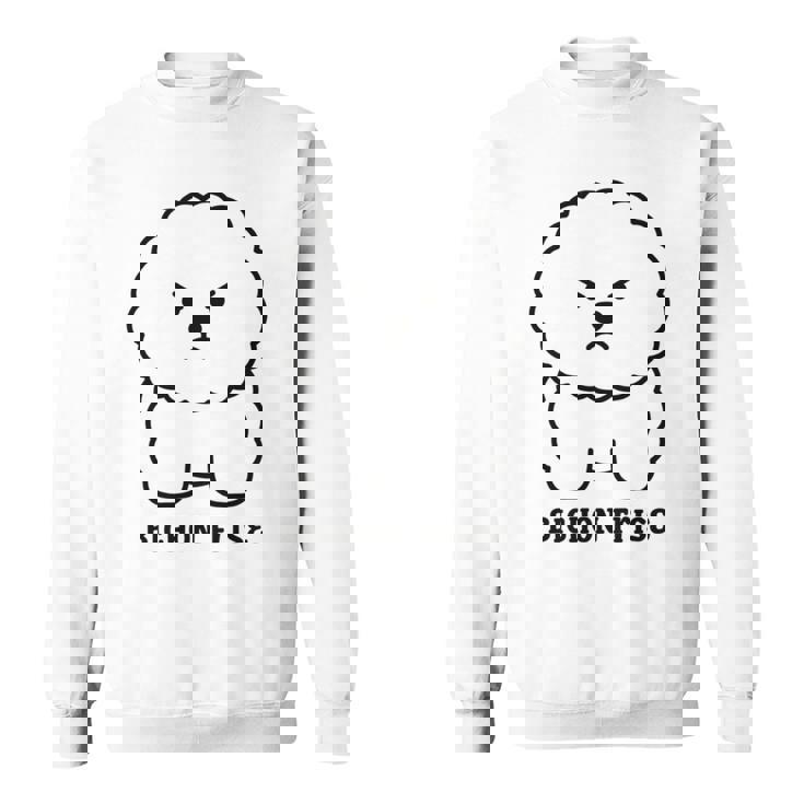 ビションフリーゼ 犬 怒る かわいい おもしろ イラスト シンプル 簡単 Bichon Frise 長袖tシャツ スウェットシャツ