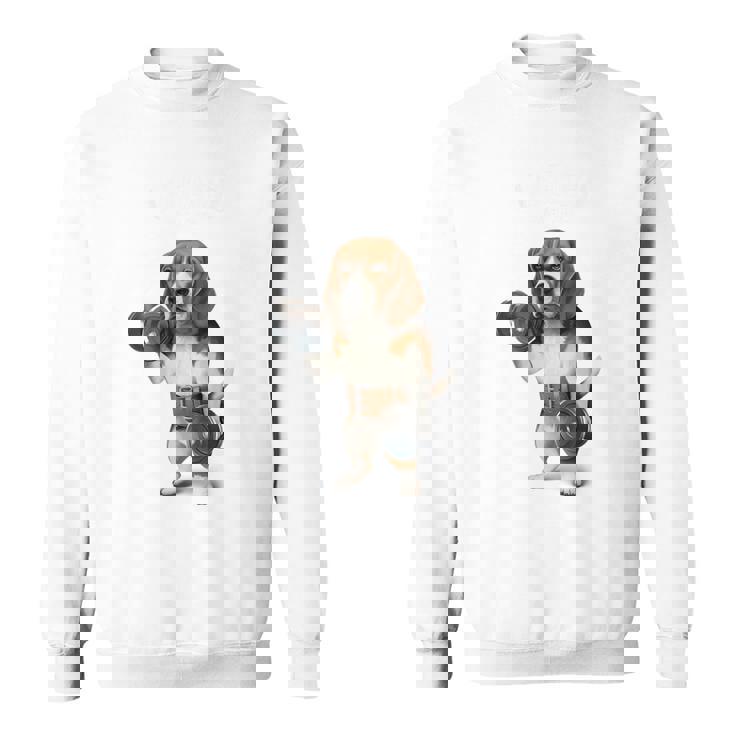 ビーグル 犬 ダンベル 筋トレ 筋肉 ワークアウト ジム スウェットシャツ