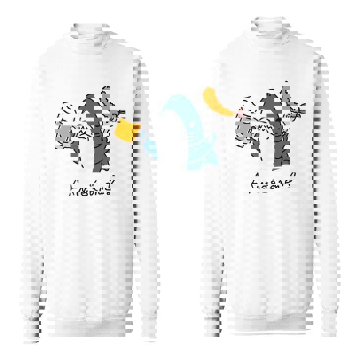 ビールとエビフライとサメ色付き スウェットシャツ